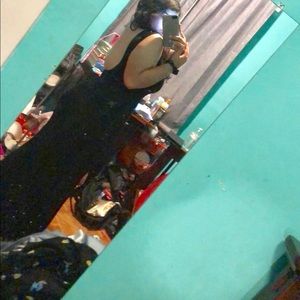 Backless black prom dress